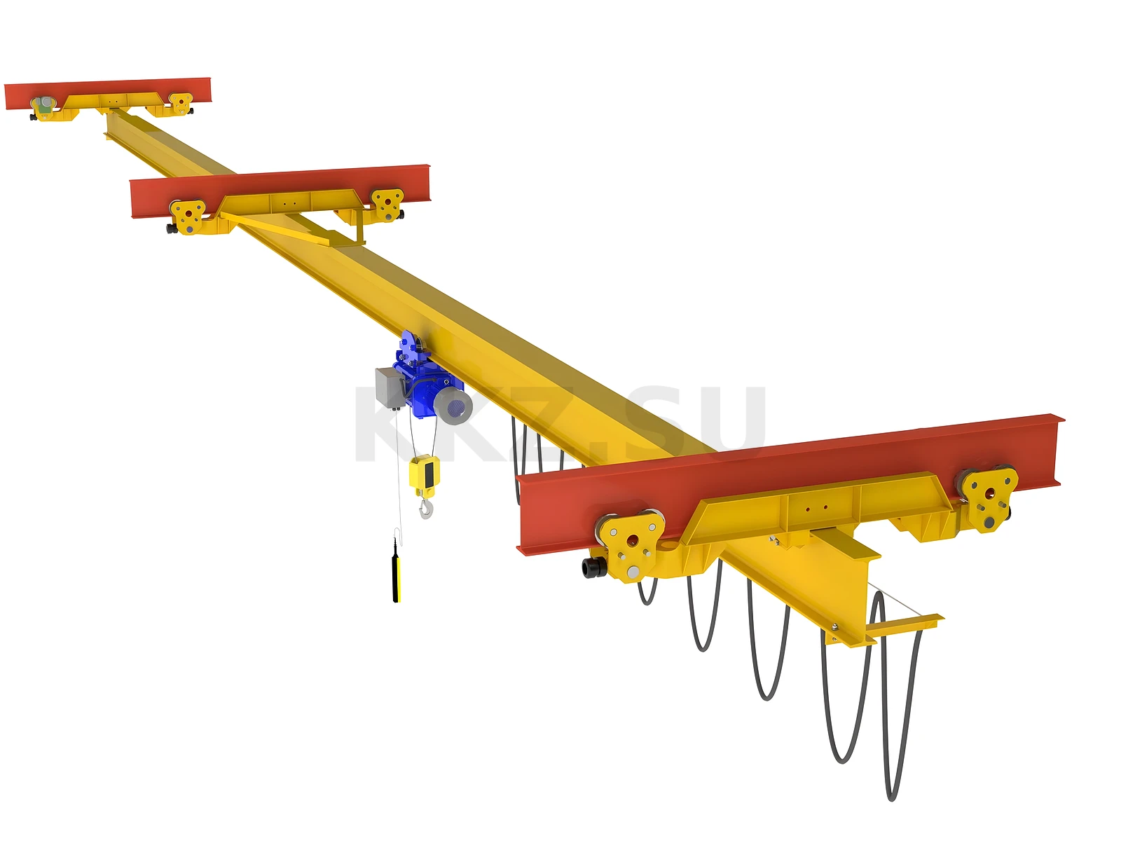 Кран мостовой подвесной двухбалочный двухпролётный